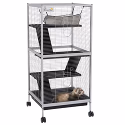 PawHut Rolling Small Animal Cage for Chinchillas Ferrets Kittens W/ Ramp Grey - Additional view 8