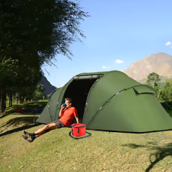 Outsunny 4-6 Persons Camping Tent Dome Family Travel Group Hiking Room Fishing