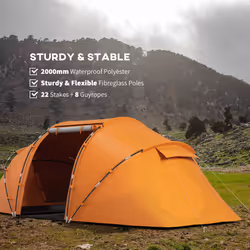 Outsunny 4-6 Persons Camping Tent Dome Family Travel Group Hiking Room Fishing