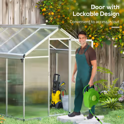 Outsunny 8x6ft Aluminium Greenhouse with/ Door Window Galvanised Base PC Panel