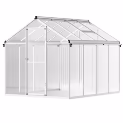 Outsunny 8x6ft Aluminium Greenhouse with/ Door Window Galvanised Base PC Panel - Additional view 8