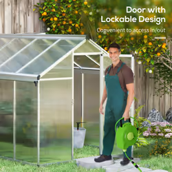 Outsunny 10x6ft Aluminium Greenhouse with/ Door Window Galvanised Base PC Panel