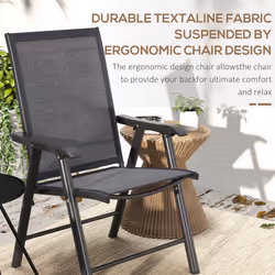 Outsunny 2-PCS Garden Armchairs Outdoor Patio Folding Modern Furniture Grey