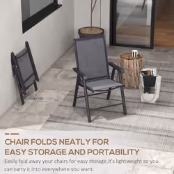 Outsunny 2-PCS Garden Armchairs Outdoor Patio Folding Modern Furniture Grey