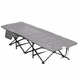 Outsunny Camping Bed w/ Carry Bag, Magazine Bag & Cup Holder, Black