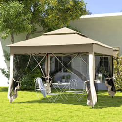 Outsunny Garden Folding Tent Heavy Duty Pop Up Gazebo for Party Cream