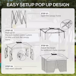 Outsunny Garden Folding Tent Heavy Duty Pop Up Gazebo for Party Cream