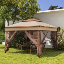 Outsunny Garden Folding Tent Heavy Duty Pop Up Gazebo for Party Khaki