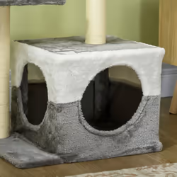 PawHut Cat Tree w/ Sisal Scratching Posts, House, Perches, Toy Mouse - Grey - Additional view 6