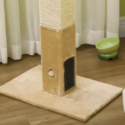 PawHut Cat Scratching Post Scratcher Climber w/ Carpet Base Hanging Toy - Beige - Additional view 6