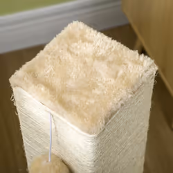 PawHut Cat Scratching Post Scratcher Climber w/ Carpet Base Hanging Toy - Beige - Additional view 7