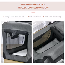 PawHut Folding Pet Carrier Bag House W/ Cushion Storage, Grey 60x41.5x41cm - Additional view 7