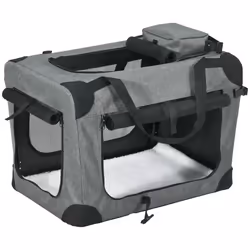 PawHut Folding Pet Carrier Bag House W/ Cushion Storage, Grey 60x41.5x41cm - Additional view 8