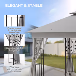 Outsunny 3 x 3(m)  Garden Gazebo Marquee Tent Canopy Shelter Pavilion Grey - Additional view 4