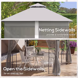 Outsunny 3 x 3(m)  Garden Gazebo Marquee Tent Canopy Shelter Pavilion Grey - Additional view 5