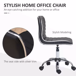 HOMCOM Armless Mid-Back Adjustable Office Chair with 360 Swivel Black