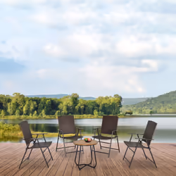 Outsunny 4pcs Rattan Chair Foldable Garden Furniture w/ Armrest Brown