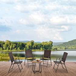 Outsunny 4pcs Rattan Chair Foldable Garden Furniture w/ Armrest Brown