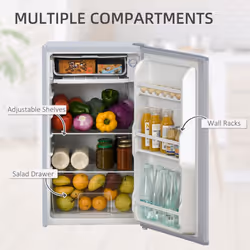 HOMCOM 91L Freestanding Under Counter Fridge Grey