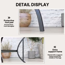 Outsunny Garden Table with Parasol Hole for Four, Slatted Metal Plate Top Grey - Additional view 4