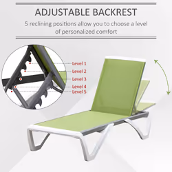 Outsunny Chaise Patio Lounge with 5-Level Adjustable Back Green