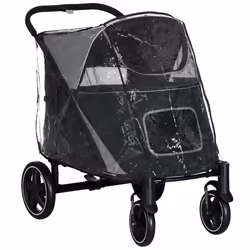 PawHut One-Click Foldable Pet Travel Stroller with Rain Cover for M L Dogs Black