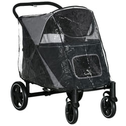PawHut One-Click Foldable Pet Travel Stroller with Rain Cover for M L Dogs Black
