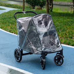 PawHut One-Click Foldable Pet Travel Stroller with Rain Cover for M L Dogs Black