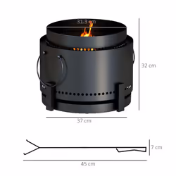 Outsunny 37cm Smokeless Wood Burning Firepit Metal Fire Pit, Black - Additional view 7