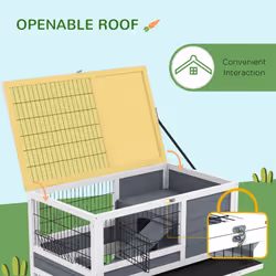 PawHut Double Deckers Indoor Rabbit Hutch w/ Feeding Trough, Slide-Out Trays