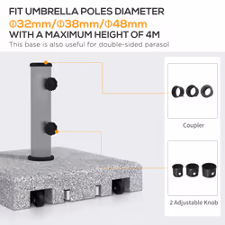 Outsunny 28kg Heavy Duty Granite Parasol Base with Wheels, Retractable Handle