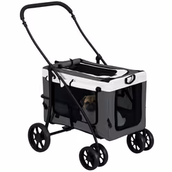 PawHut Foldable Pet Stroller w/ Detachable Carrier, Soft Padding - Grey - Additional view 8