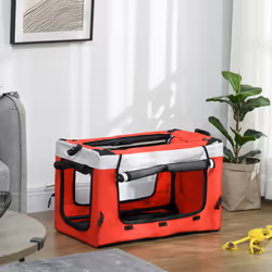 PawHut Foldable Pet Stroller w/ Detachable Carrier, Soft Padding - Red