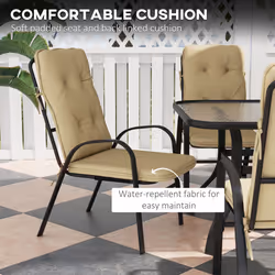 Outsunny 7 PCs Garden Dining Set w/ Umbrella Hole & Cushion, Beige - Additional view 6