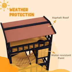 PawHut Outdoor Cat House w/ Suspension Bridge, Houses, Balcony