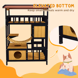 PawHut Outdoor Cat House w/ Suspension Bridge, Houses, Balcony - Additional view 5