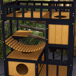 PawHut Outdoor Cat House w/ Suspension Bridge, Houses, Balcony - Additional view 6
