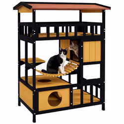 PawHut Outdoor Cat House w/ Suspension Bridge, Houses, Balcony - Additional view 8