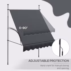 Outsunny 2 x 1.2m Freestanding Retractable Awning, Non-Screw Garden Awning