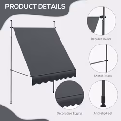 Outsunny 2 x 1.2m Freestanding Retractable Awning, Non-Screw Garden Awning - Additional view 5