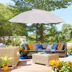 Outsunny 2.5m Round Curved Adjustable Parasol Sun Umbrella Metal Pole Grey