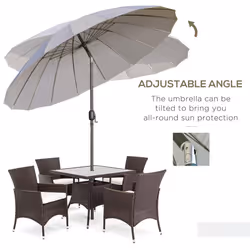 Outsunny 2.5m Round Curved Adjustable Parasol Sun Umbrella Metal Pole Grey