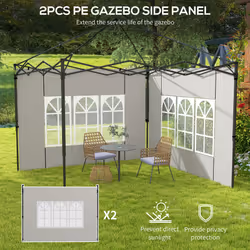 Outsunny Gazebo Side Panels for 3x3(m) or 3x6m Gazebo Canopy, 2 Pack, White