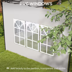 Outsunny Gazebo Side Panels for 3x3(m) or 3x6m Gazebo Canopy, 2 Pack, White - Additional view 4
