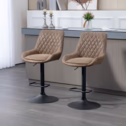 HOMCOM Bar Stools Set of 2, Adjustable Bar Chairs 360 Degree Swivel Coffee
