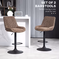 HOMCOM Bar Stools Set of 2, Adjustable Bar Chairs 360 Degree Swivel Coffee