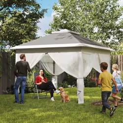 Outsunny Pop Up Gazebo Height Adjustable Canopy Tent w/ Carrying Bag, Dark Grey