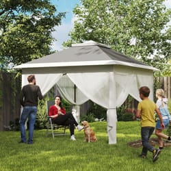 Outsunny Pop Up Gazebo Height Adjustable Canopy Tent w/ Carrying Bag, Dark Grey