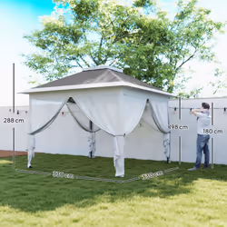 Outsunny Pop Up Gazebo Height Adjustable Canopy Tent w/ Carrying Bag, Dark Grey