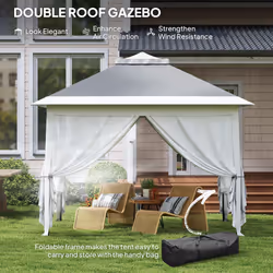 Outsunny Pop Up Gazebo Height Adjustable Canopy Tent w/ Carrying Bag, Dark Grey